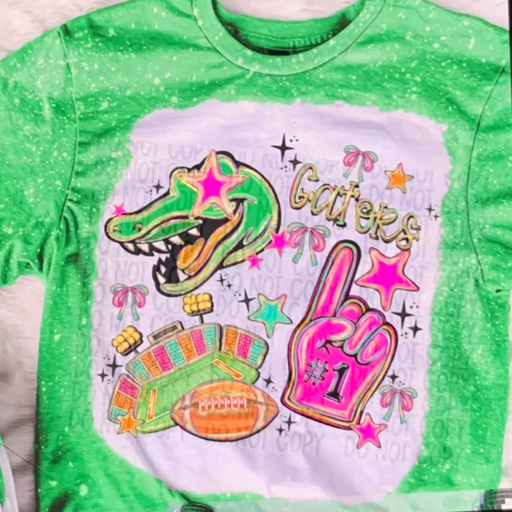 Green Florida Gators Graphic Bleached T-Shirt Small-3X